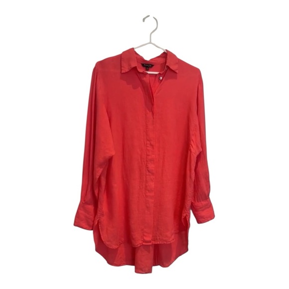 Massimo Dutti Tops - Massimo Dutti Coral Linen Hi Low Tunic Blouse Size XS